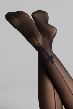 LegwearBas coupés roulés coutures Croix 20D