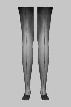 LegwearBas coupés roulés coutures Lurex 20D - Noir/Argent