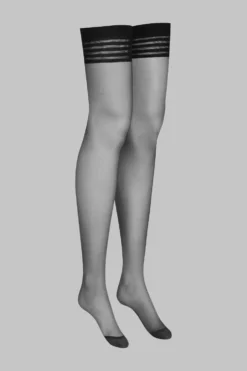 LegwearBas voile jarretières rayées 20D