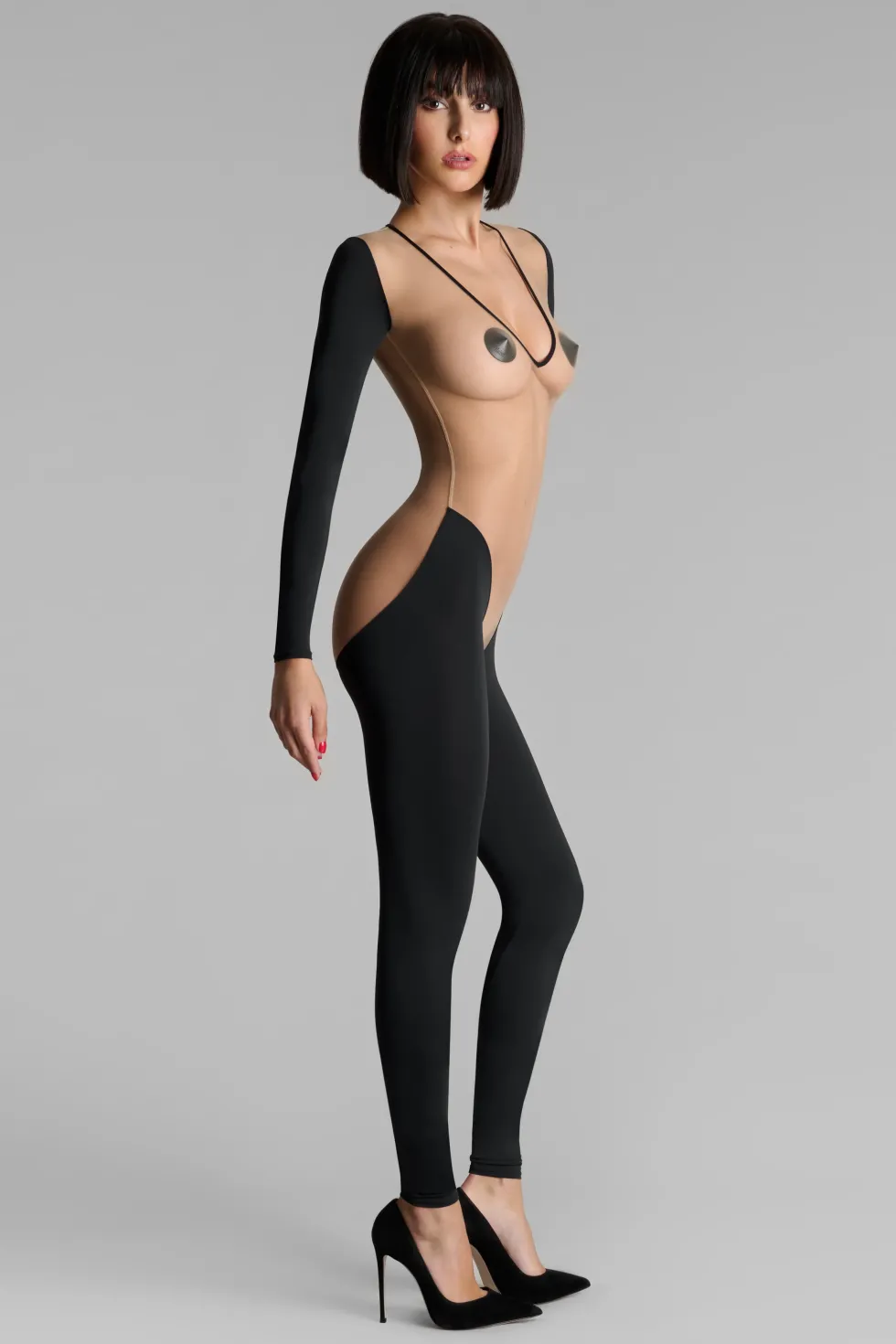 Pure TentationCatsuit manches longues dos transparent